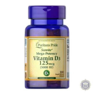 Dietary supplement Puritan's Pride Vitamin D3 5000 IU capsules 100 pcs. — zdjęcie 1